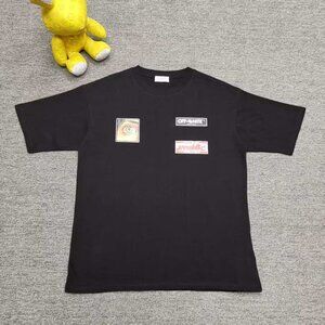 Off White Black Patch Printed Short Sleeve T-shirt Size M